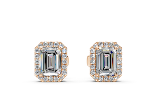 Houston Halo Emerald Diamond Studs