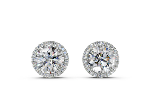 Houston Halo Round Diamond Studs (3.32 Carat Total Wt.)