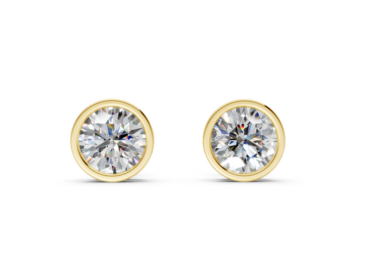 Classic Manhattan Round Diamond Bezel Studs (3 Carat Total Wt.)