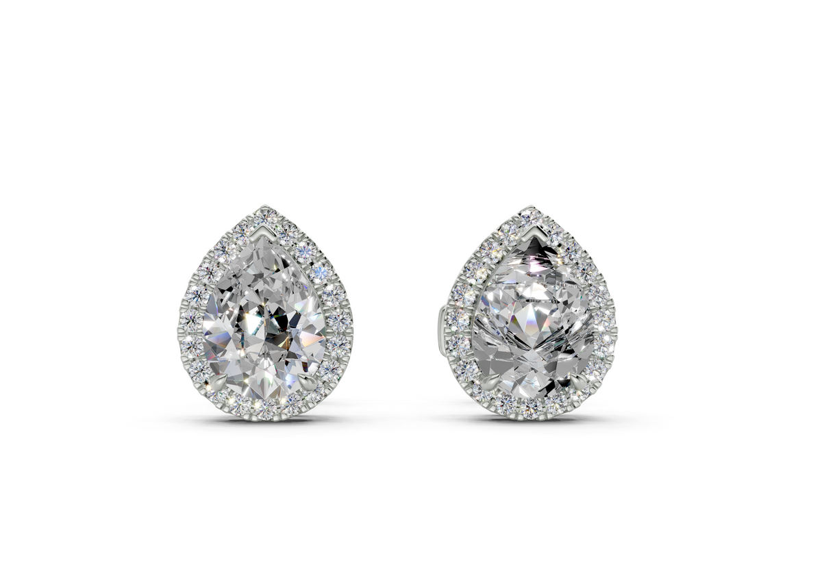 Houston Halo Pear Diamond Studs (3.32 Carat Total Wt.)