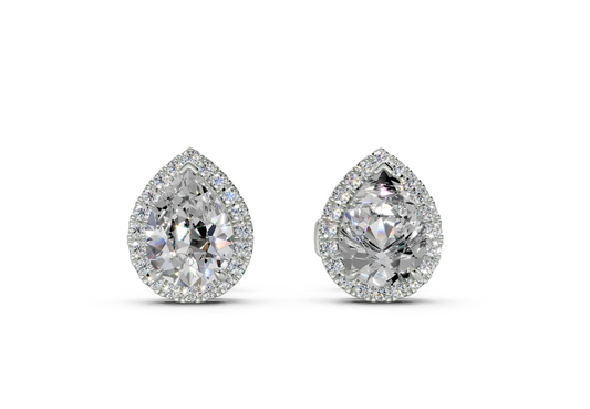 Houston Halo Pear Diamond Studs (2 Carat Total Wt.)