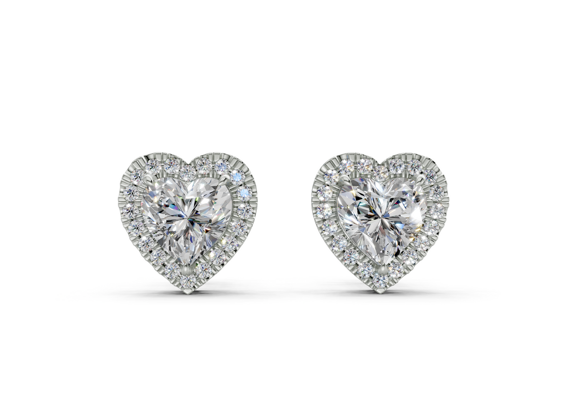 Houston Halo Heart Diamond Studs (1.72 Carat Total Wt.)