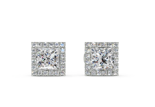 Houston Halo Princess Diamond Studs (3.5 Carat Total Wt.)