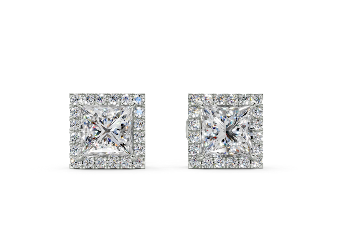 Houston Halo Princess Diamond Studs (2.32 Carat Total Wt.)