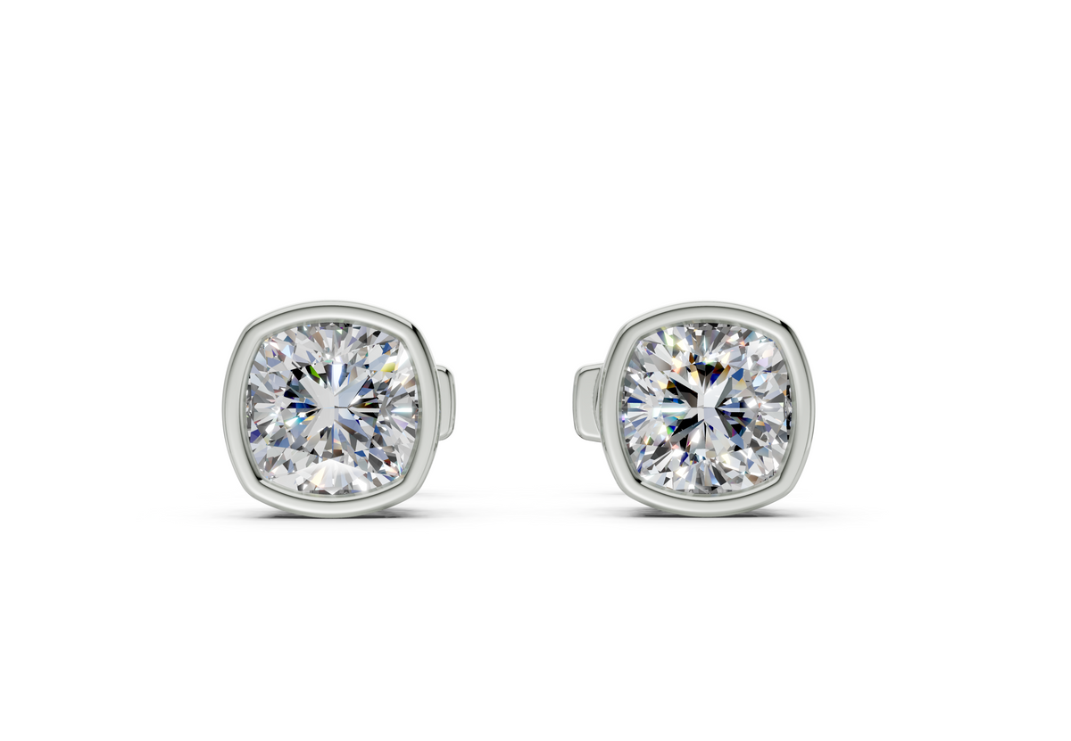 Classic Manhattan Cushion Diamond Bezel Studs (1 Carat Total Wt.)