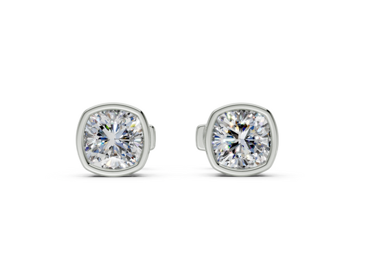 Classic Manhattan Cushion Diamond Bezel Studs