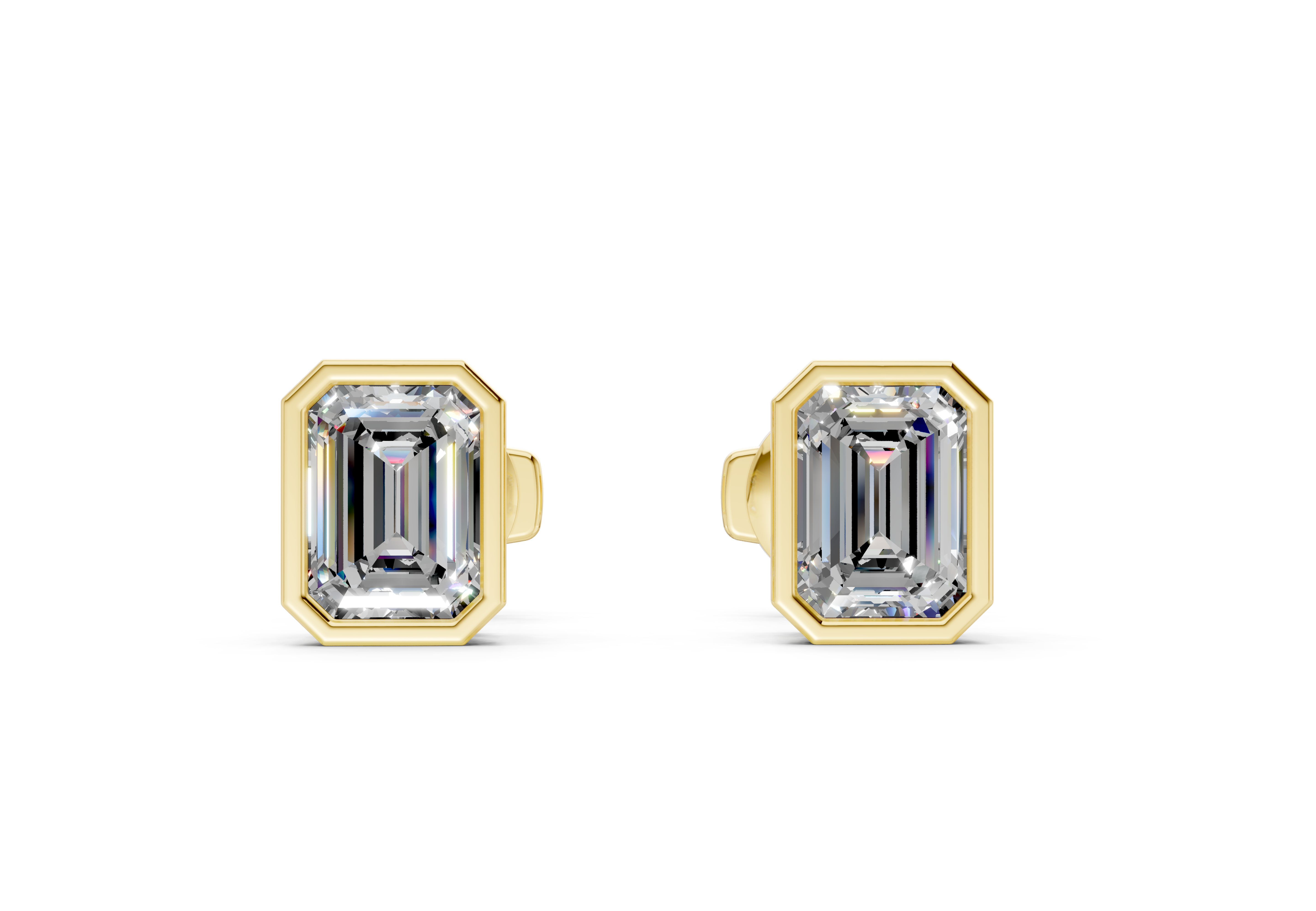 Classic Manhattan Emerald Diamond Bezel Studs