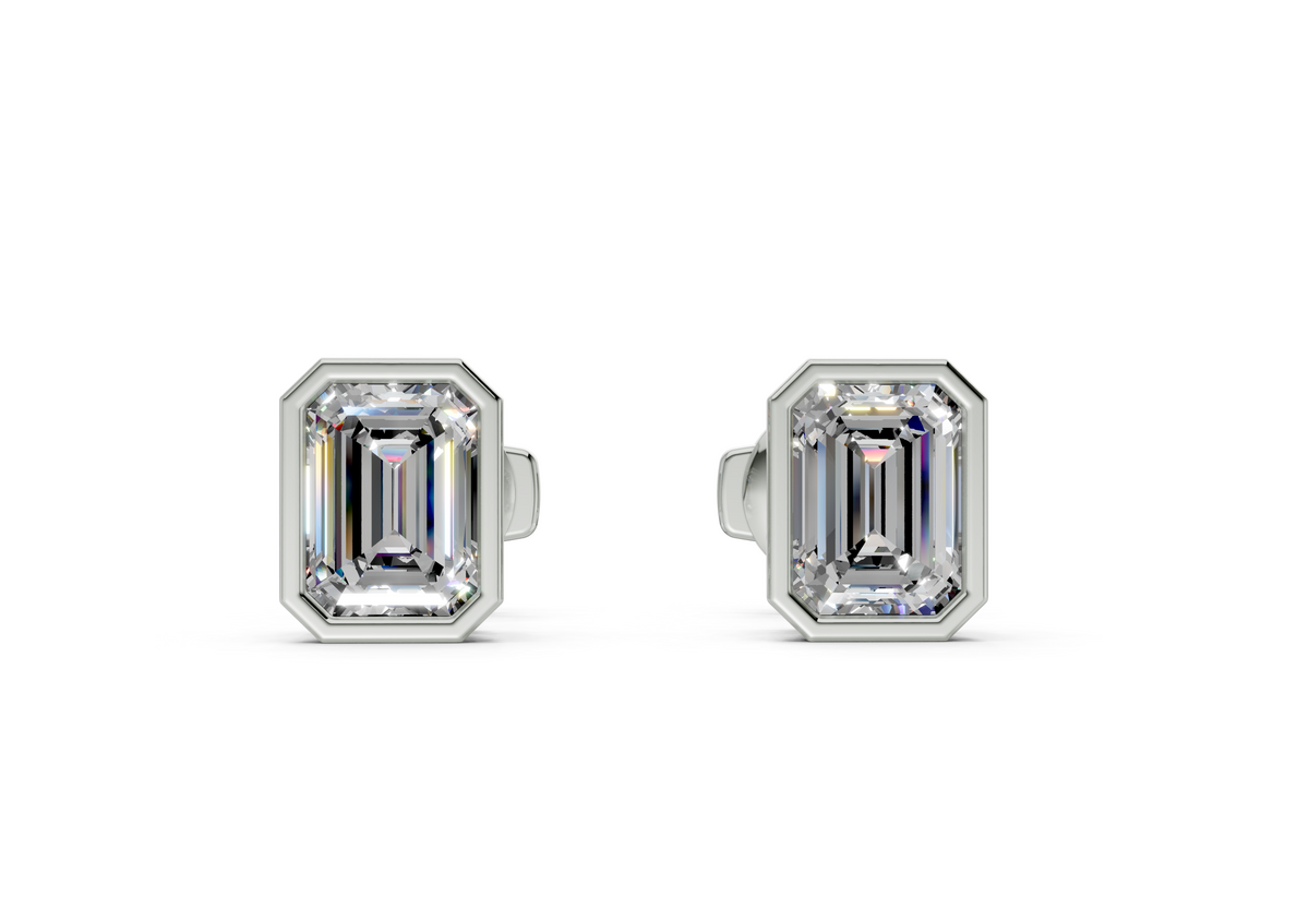 Classic Manhattan Emerald Diamond Bezel Studs (0.5 Carat Total Wt.)