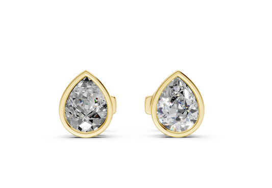 Classic Manhattan Pear Diamond Bezel Studs (1.5 Carat Total Wt.)