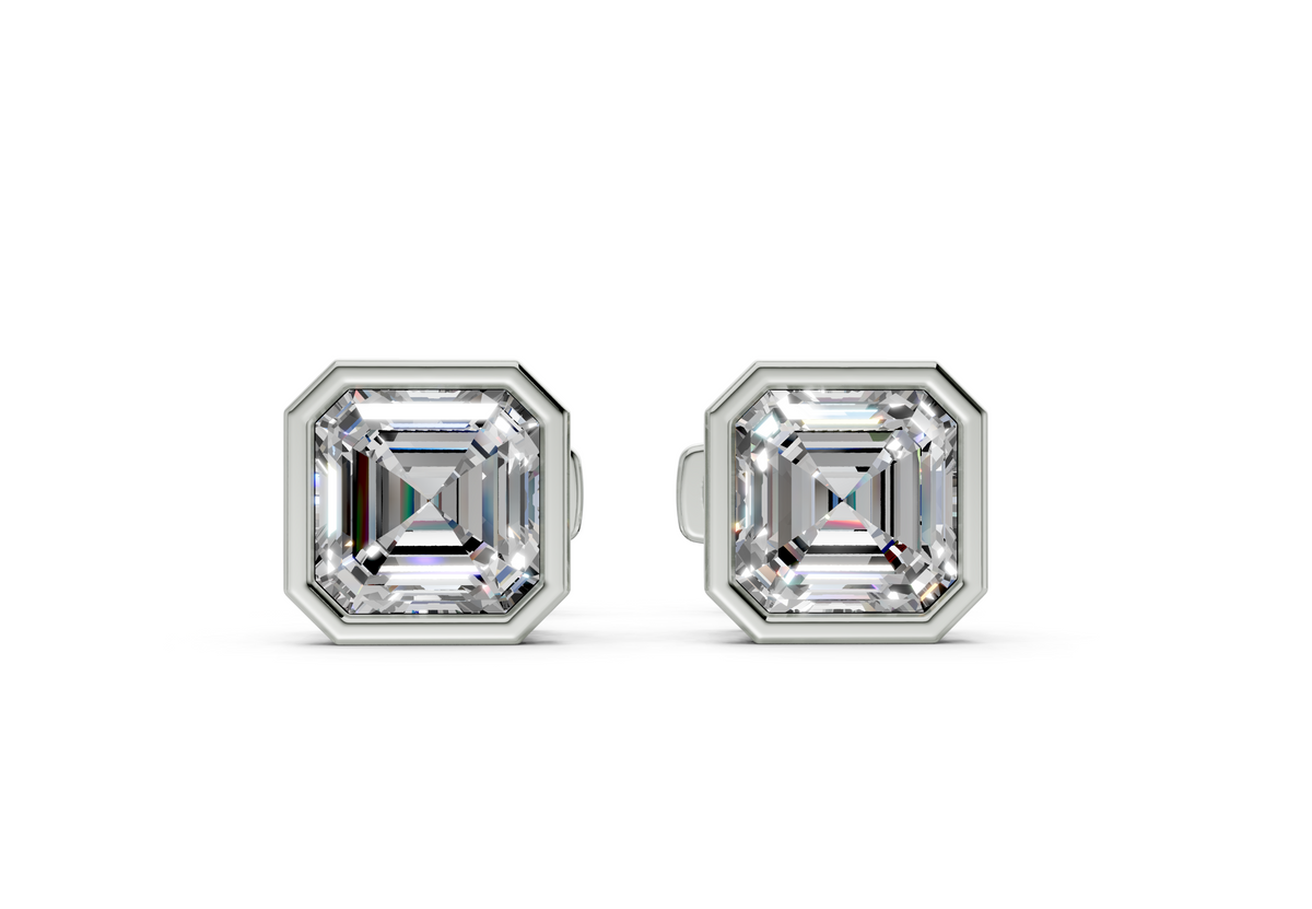 Classic Manhattan Asscher Diamond Bezel Studs (3 Carat Total Wt.)