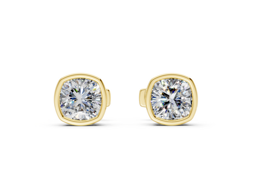 Classic Manhattan Cushion Diamond Bezel Studs (3 Carat Total Wt.)