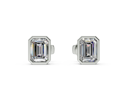 Classic Manhattan Emerald Diamond Bezel Studs (1 Carat Total Wt.)