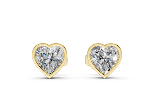 Classic Manhattan Heart Diamond Bezel Studs (3 Carat Total Wt.)