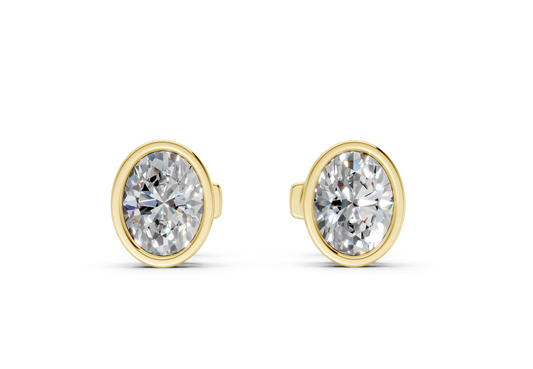 Classic Manhattan Oval Diamond Bezel Studs (1 Carat Total Wt.)