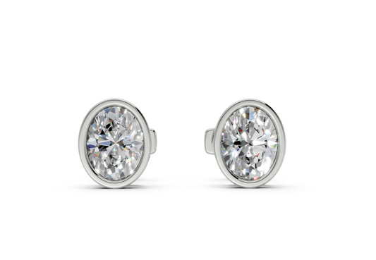 Classic Manhattan Oval Diamond Bezel Studs (0.5 Carat Total Wt.)