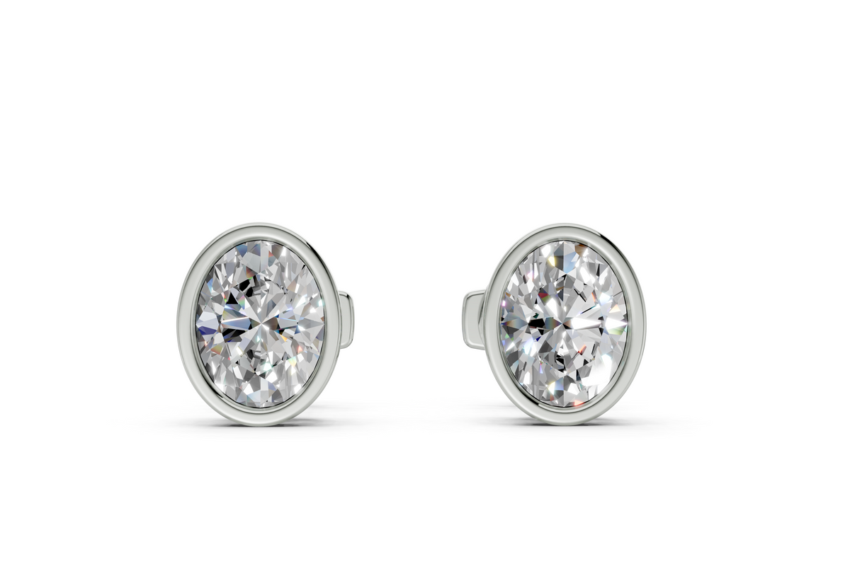 Classic Manhattan Oval Diamond Bezel Studs (1 Carat Total Wt.)