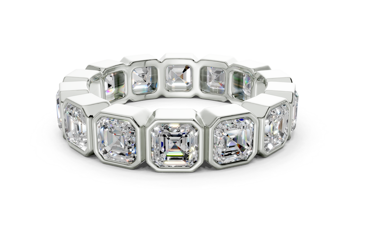 Elysees Asscher Classic Eternity Bands 4 Carat Total Wt.