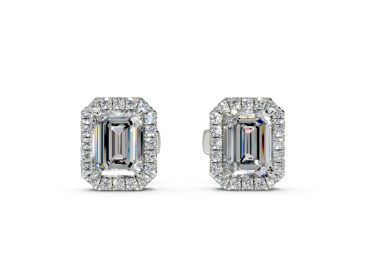 Houston Halo Emerald Diamond Studs (3.4 Carat Total Wt.)