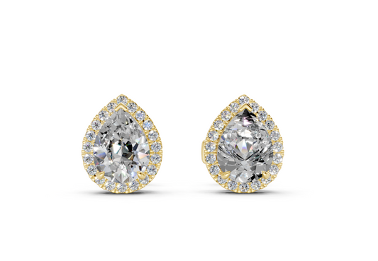 Houston Halo Pear Diamond Studs