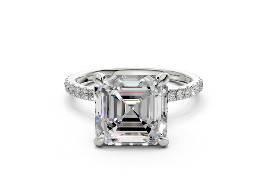 Lotus Asscher Engagement Ring