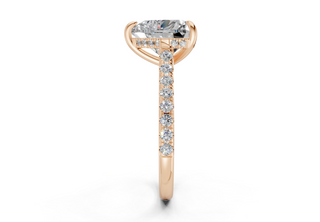 Petunia Pave 2mm Enagaement Ring