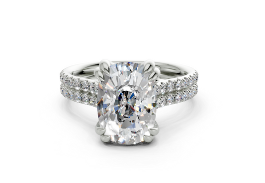 Twin Elongated Cushion Engagement Ring