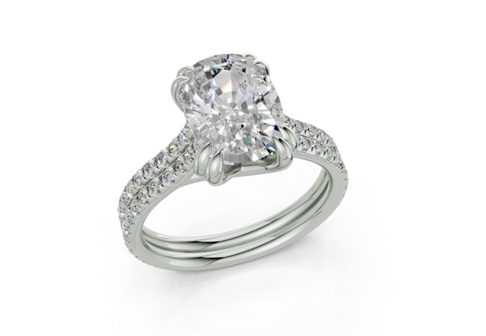 Twin Elongated Cushion Engagment Ring