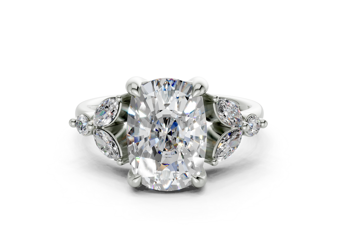 Imara Elongated Cushion Diamond Engagement Ring