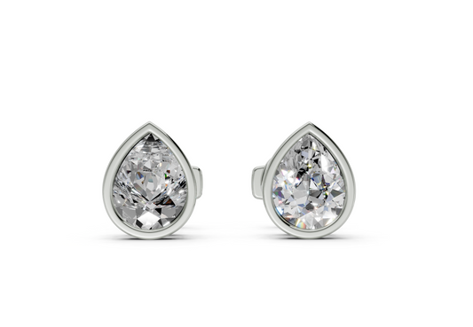 Classic Manhattan Pear Diamond Bezel Studs